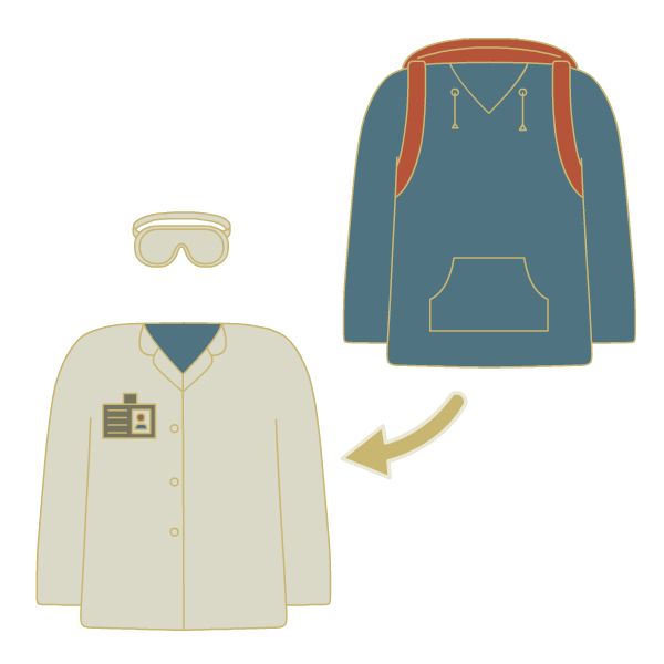 学生的衣服指向实验室的衣服